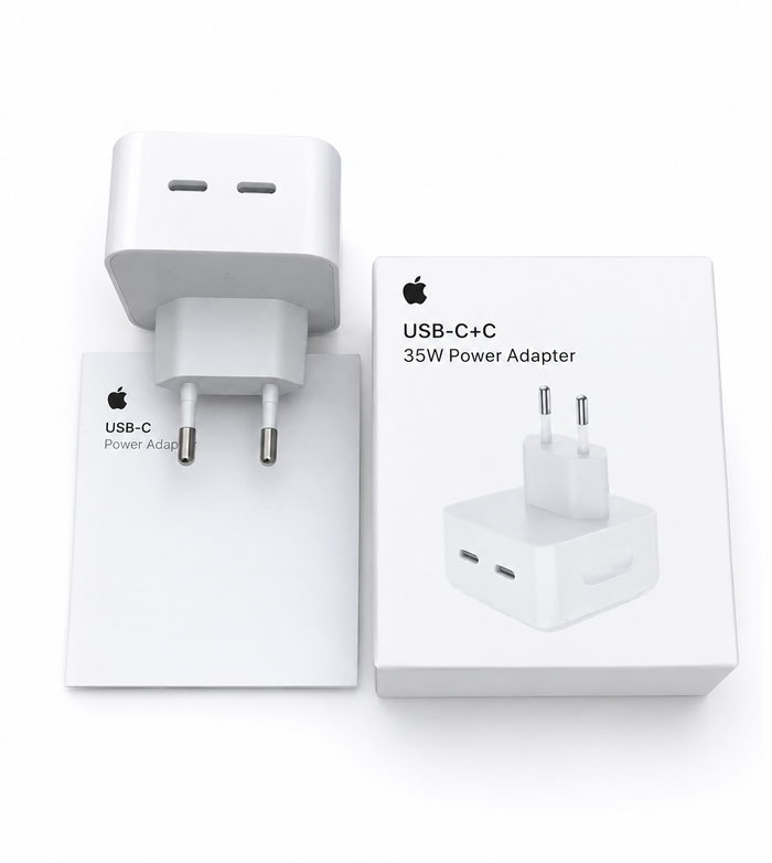 Cargador Apple 35W USB-C Doble Puerto Original, carga ultra rapida